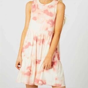 Alter’d State Pink and White Tie-Dye Tiered  Dress.    Size-Small